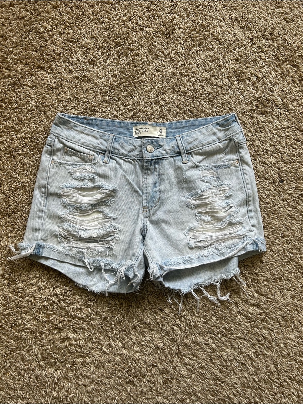 Light Wash Distressed Denim Shorts - Size 4